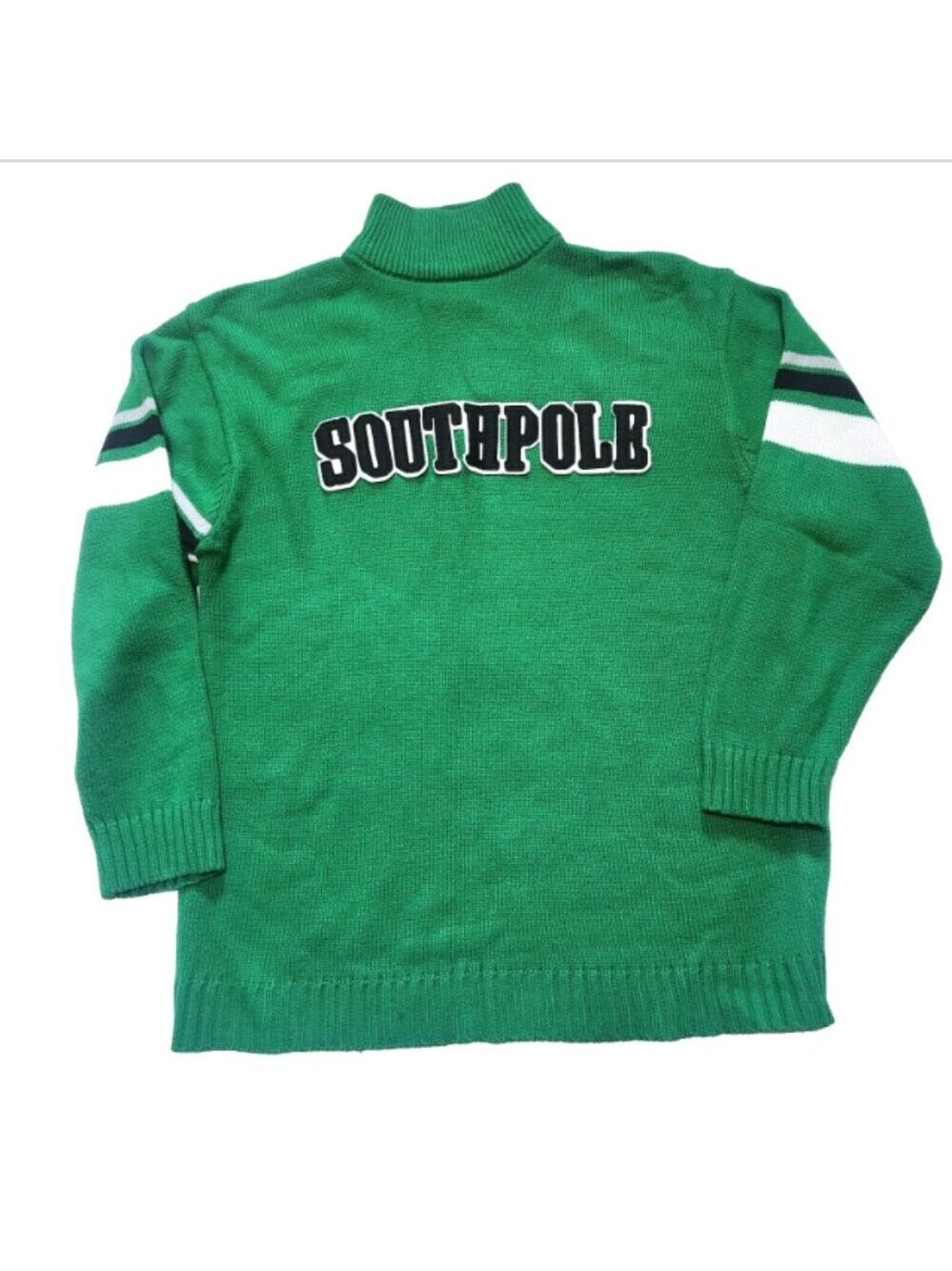 Southpole XL Green Knit Turtleneck Sweater Spell Out Logo 90s Vintage Streetwear